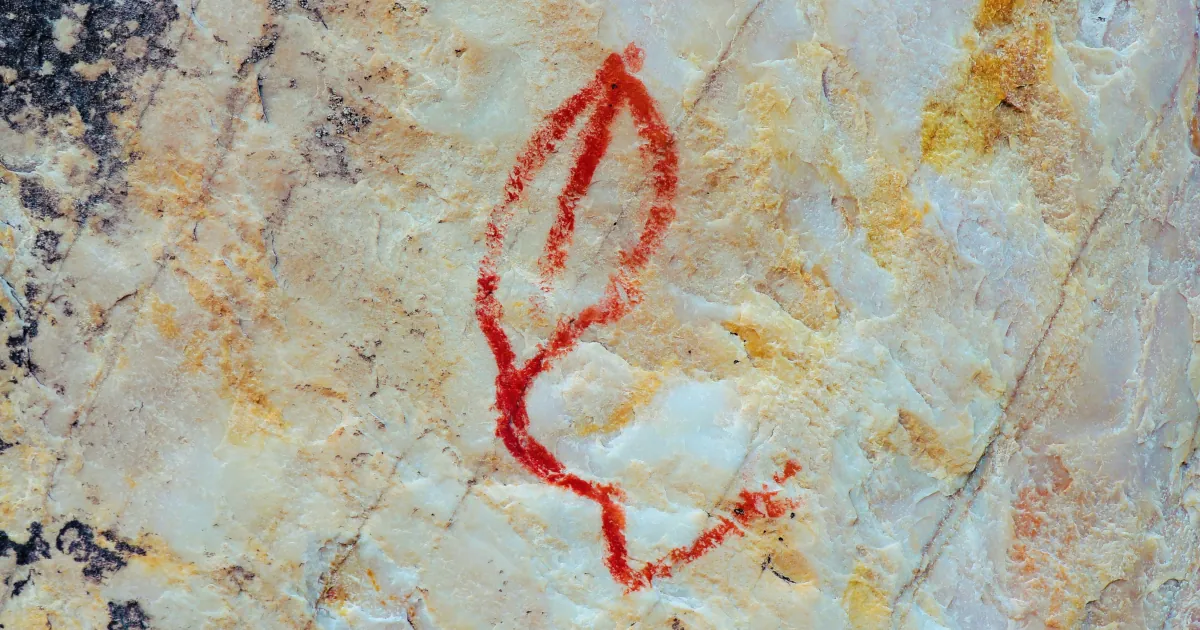 Foto de pintura rupestre em ótimo estado de conservação na Serra do Cipó.