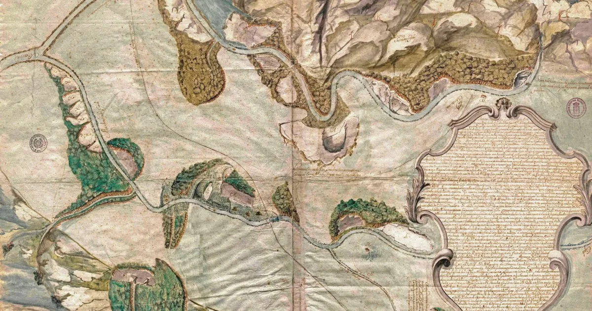 Mapa antigo mostrando a localização da Fazendo Cachoeira em Minas Gerais.